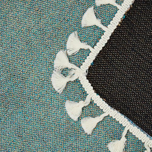 Image of STITCHNEST Jute Sofa Arm Cover with Tassels | Elegant Textured Hand Rest Protector | Durable & Long-Lasting | 18 x 22 Inches