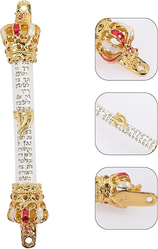 Miniatura 6 de Mezuzá de metal Bless Mezuzah con pergamino, mezuzá de bendición de la casa para puerta Mezuza placa de puerta