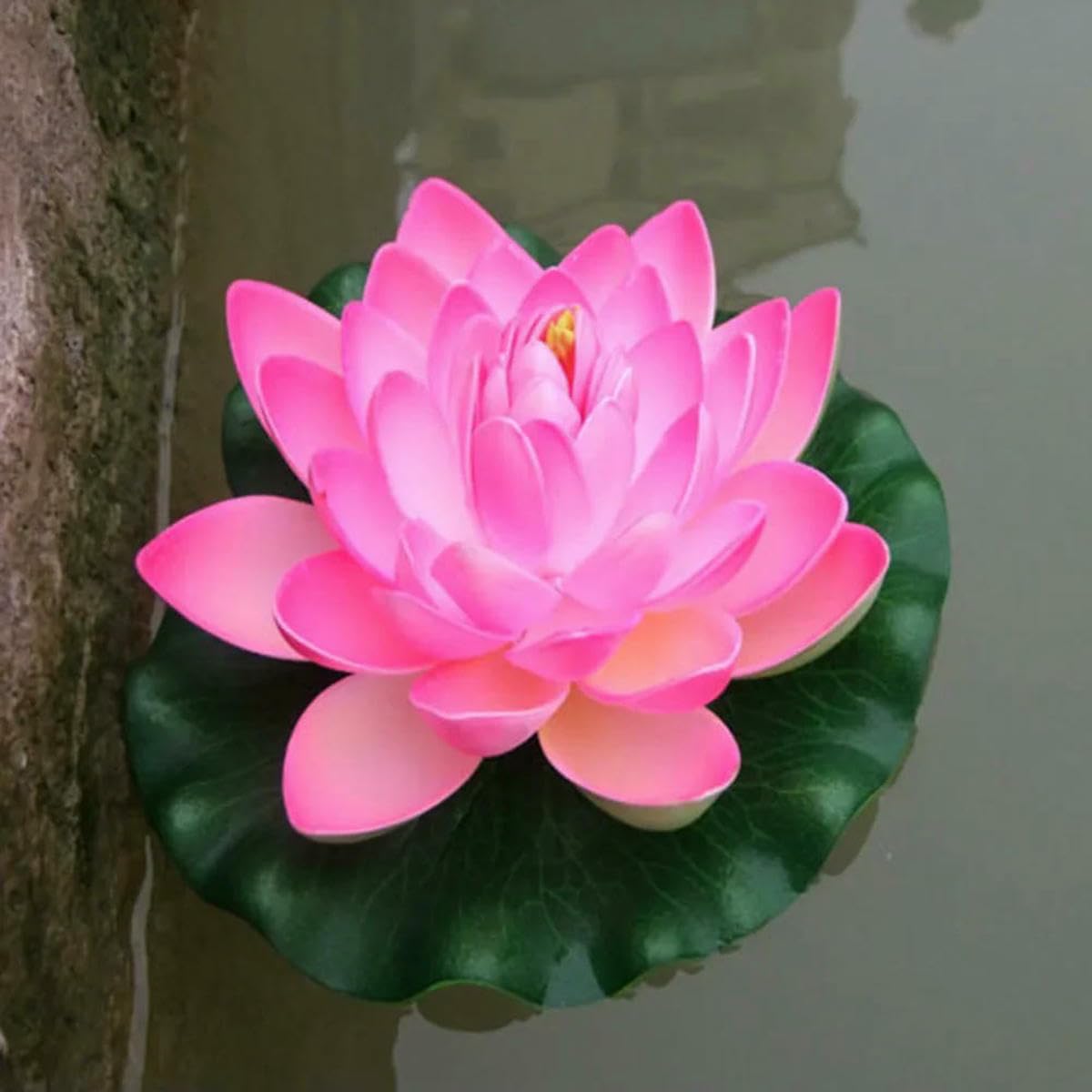 18cm Artificial Floating Water Lily Lotus Leaf Flower Pond Aquarium Decoration Landscape Garden Pond Decor-light pink