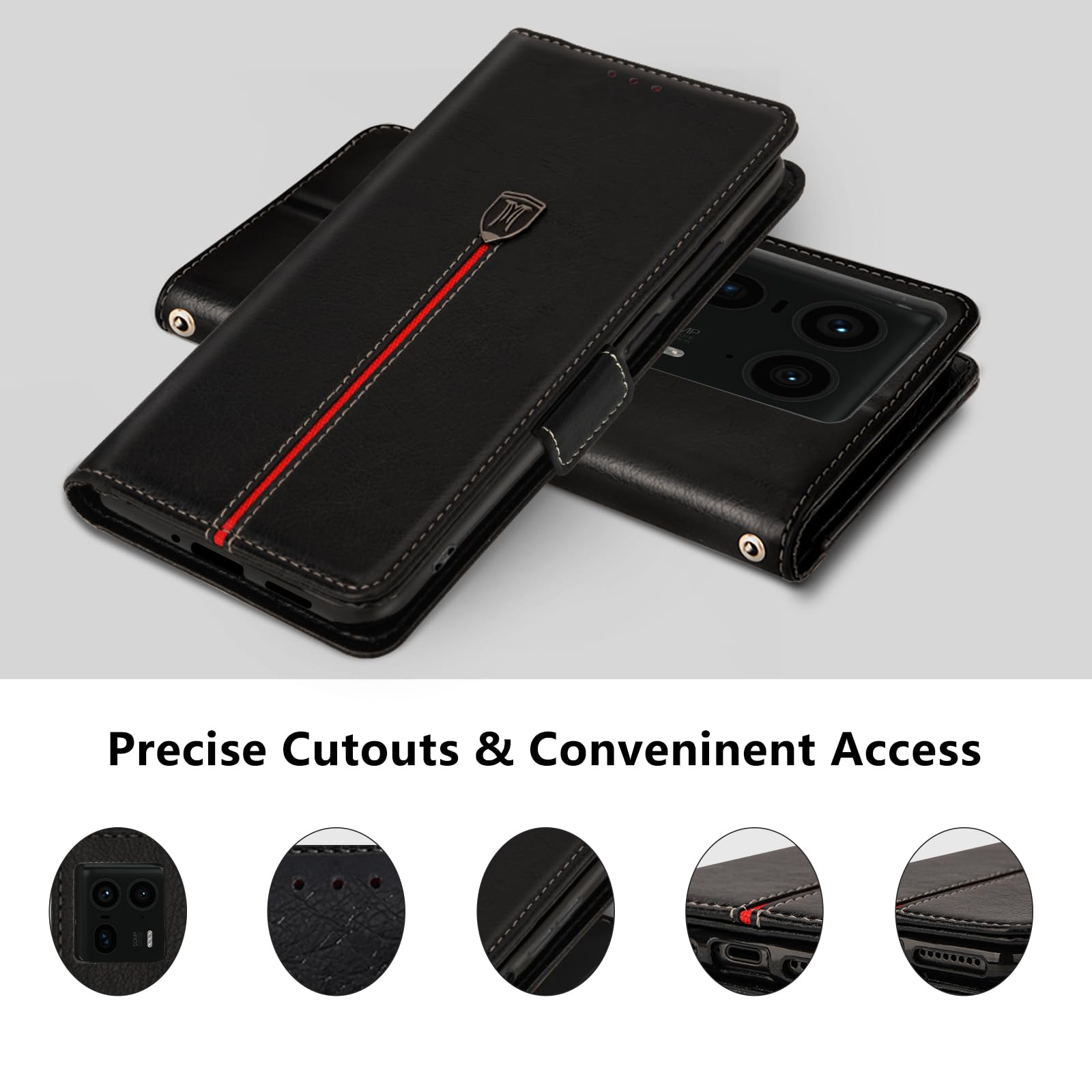 BAILI Wallet Cover con Motorola Edge 50 Ultra Custodia, Supporto Stand, Flip Portafoglio Magnetica Custodia per Motorola Edge 50 Ultra,05
