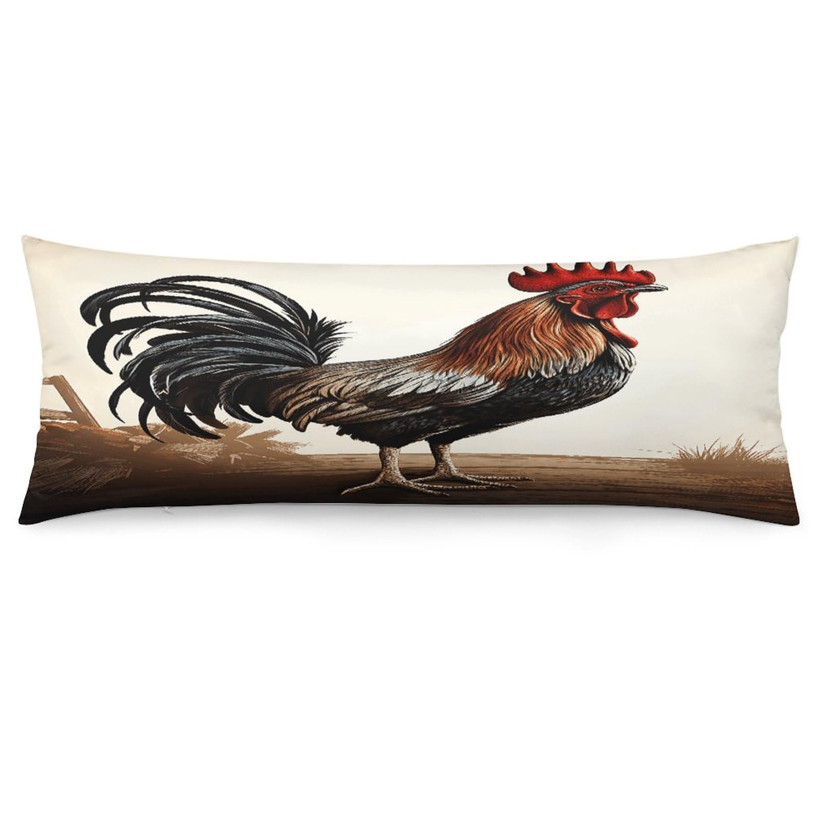 Rooster Throw Pillow Cover Soft Lumbar Pillow Covers with Zipper Breathable Rectangular Cushion Case Polyester Pillow Case Decorative Body Pillow Cover for Couch Bed
