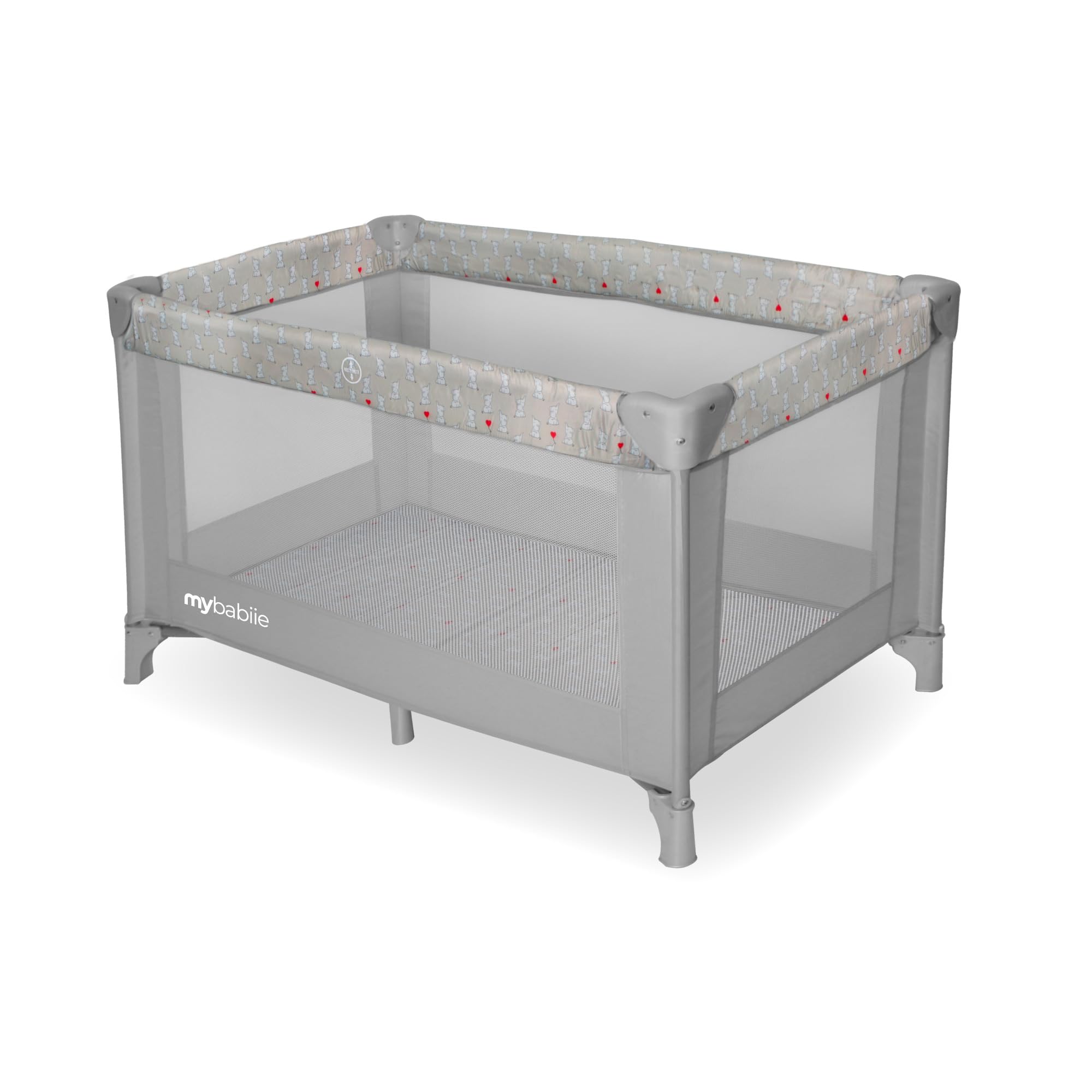 My Babiie Dani Dyer Elephants Travel Cot, Grey, Single