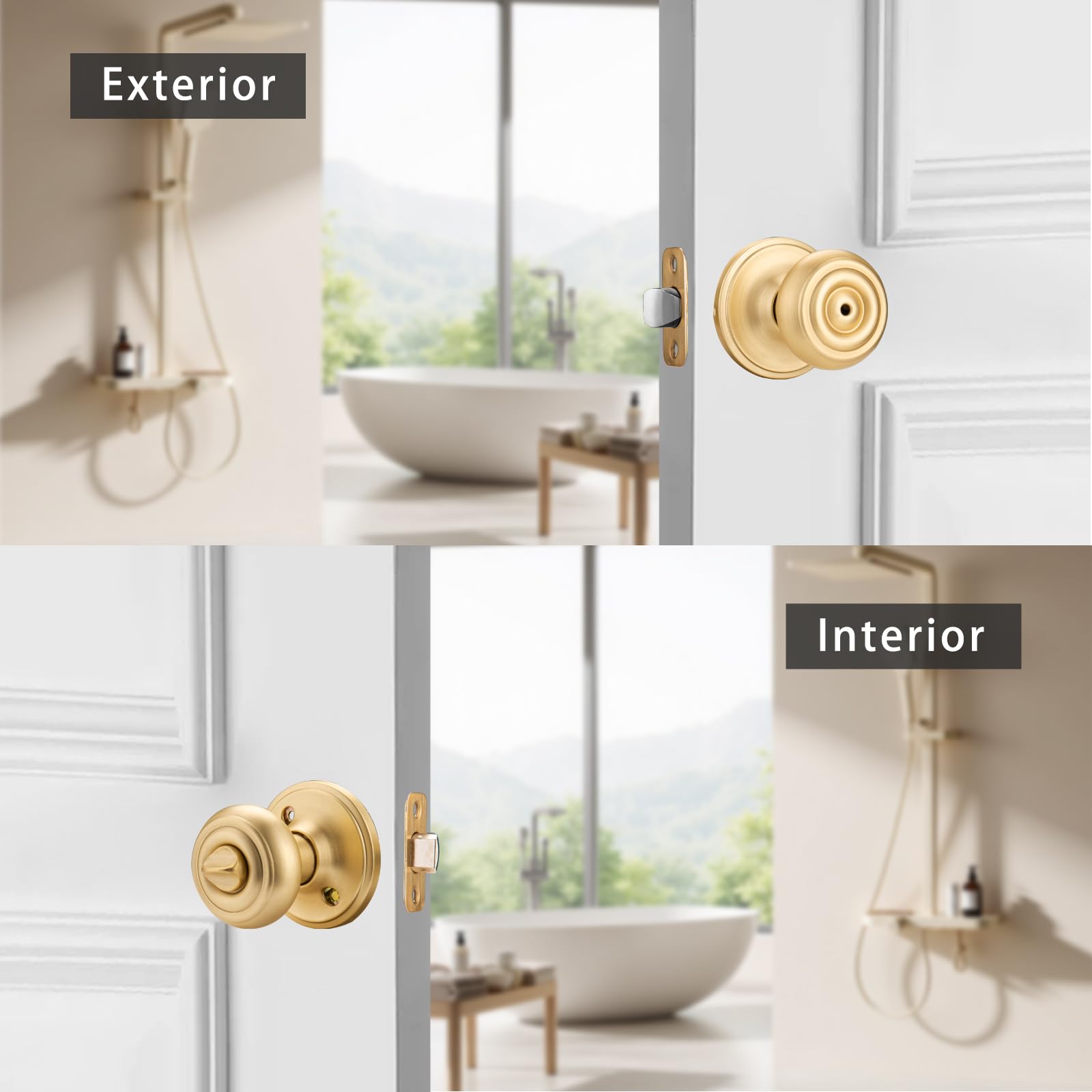 Brushed Gold Door Knobs - Privacy & Turn Lock -3