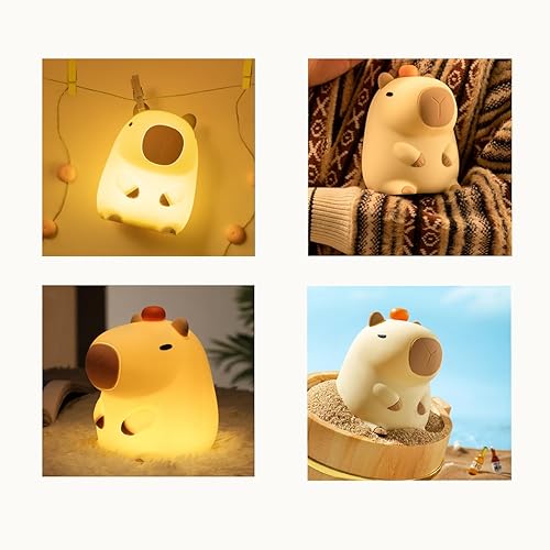 Miniatura 5 de MICLETT Capybara - Luz nocturna portátil, recargable por USB, lámpara de control táctil, luz nocturna de silicona con función de temporizador para
