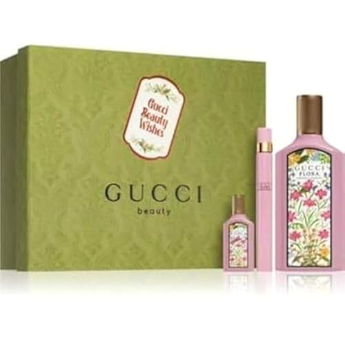 GUCCI FLORA GORGEOUS GARDENIA CONJUNTO DE 3 PIEZAS PARA MUJER: 3.3 EDP SP + 0.16 EDP SP + 0.33 EDP SP