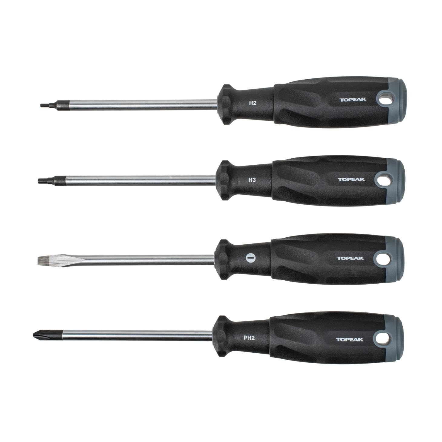 Topeak Schraubendreher Set 4-TLG, Stahl/Composite, Schwarz/Gelb, ergonomische Griffe, langlebiges Fahrradwerkzeug, Länge 20,5 cm, 15400218