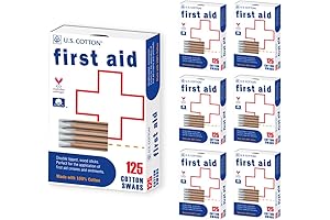 U.S. Cotton Premium Quality Wooden Qtips Cotton Swabs 125 Count Boxes (Pack of 6)