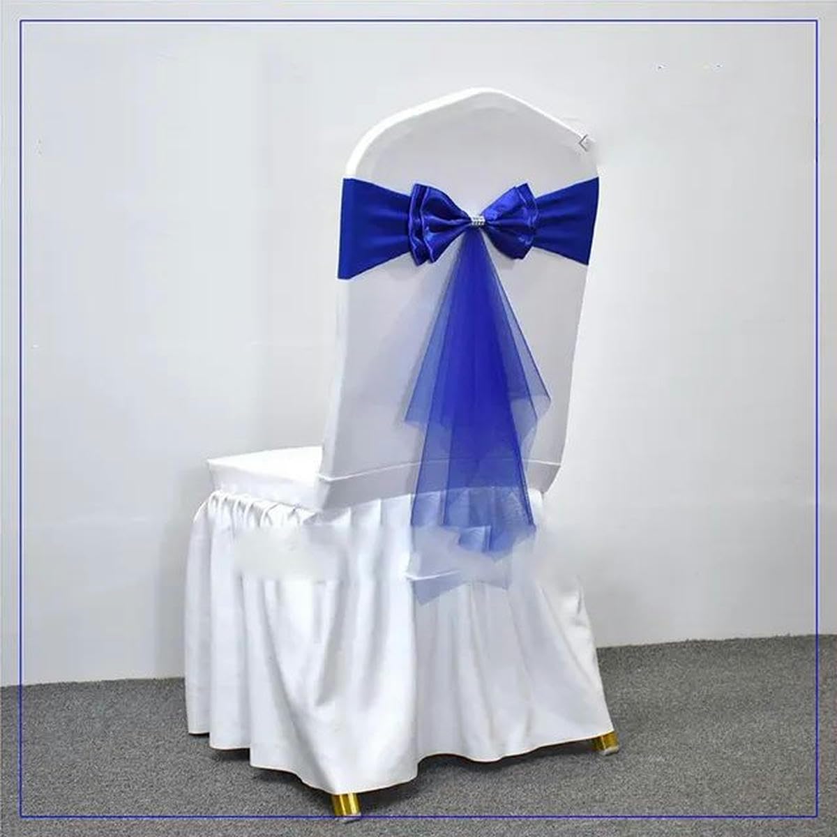 Tbddsd Doule Bow Royal Chair Covers With Bows, 10-50Pcs Spandex Chair Sashes With Sash Wedding Gauze Stretch Bows For Banquet Party Event Decoration Supplies-Single Bow