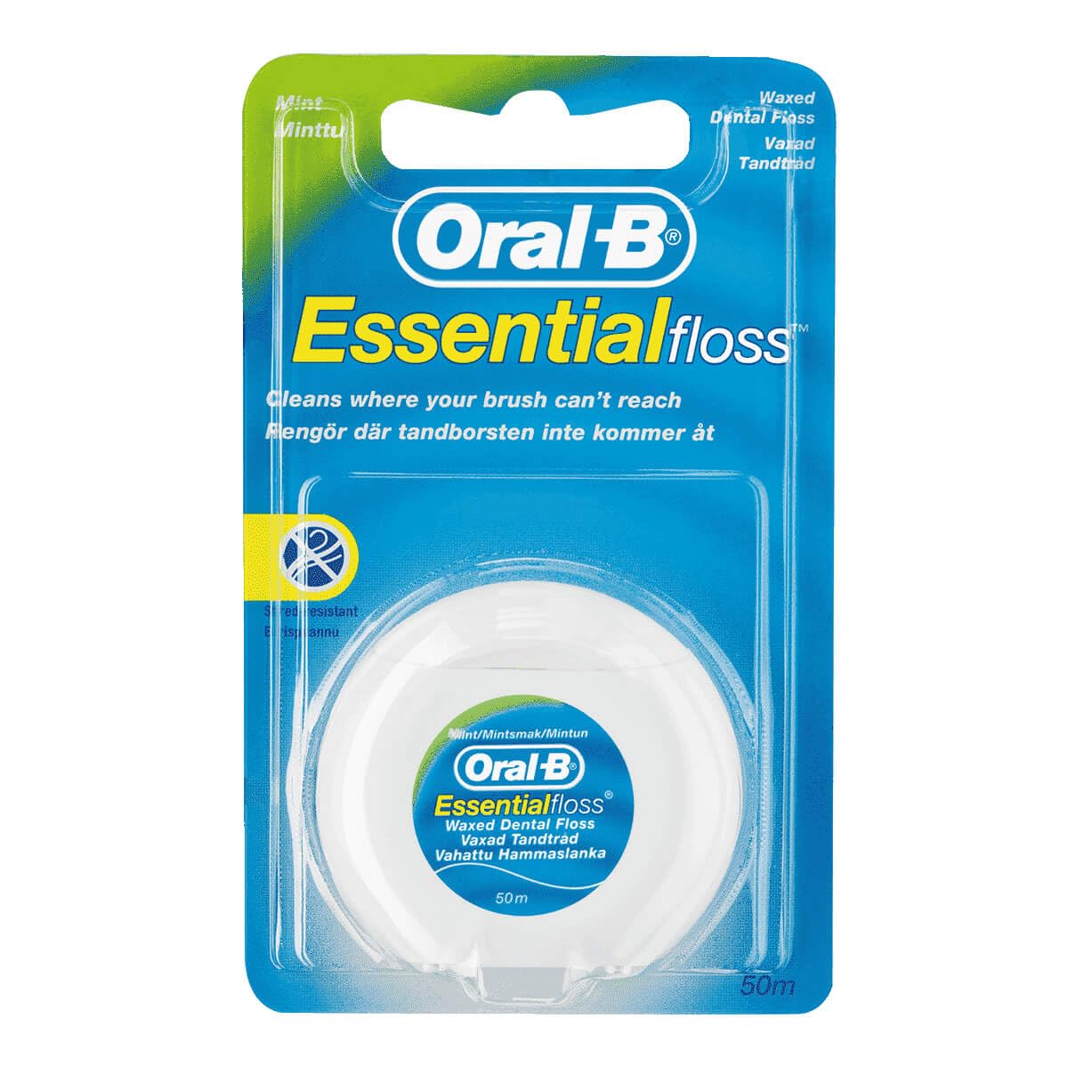 Essential Waxed Mint Dental Floss, 50 m (Pack of 6)