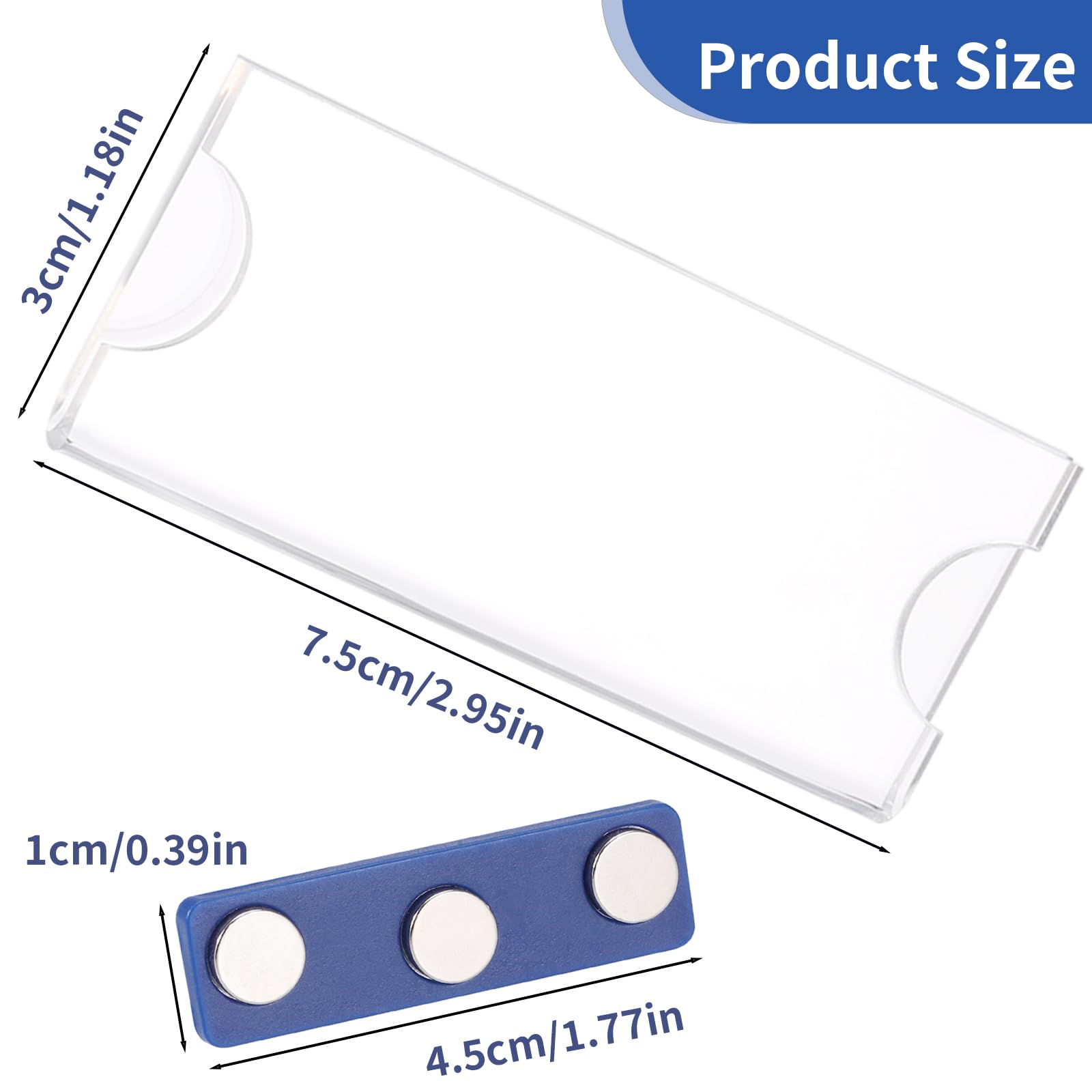 JIANTA 10 Pezzi Targhette Magnetiche 75 x 30 mm Magnete per Abbigliamento Porta Badge Riutilizzabile