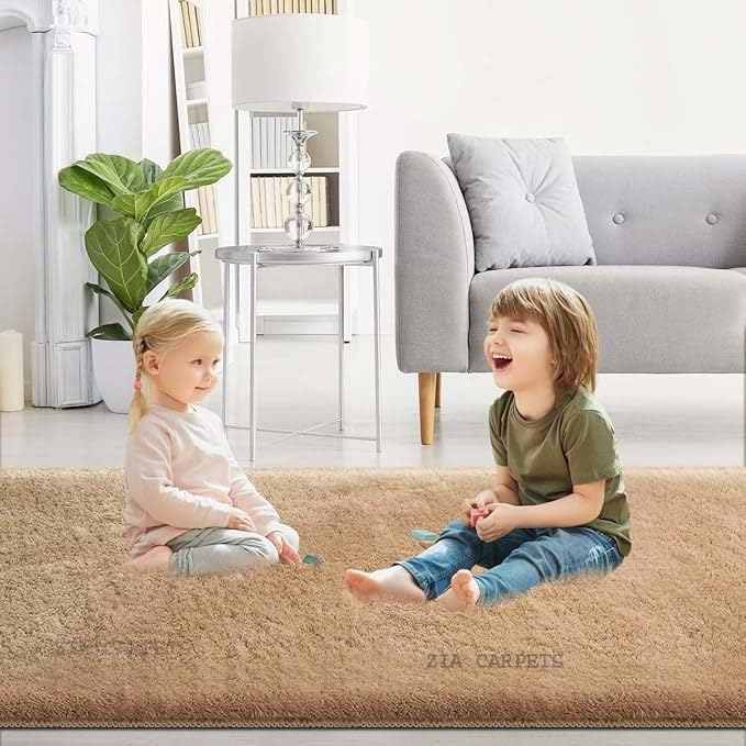 Image of zia carpets Cozy Soft Shaggy Non Slip Carpet for Home Decor Aesthetic Rugs with 2.5 inch Thikness Size 5x8 feet