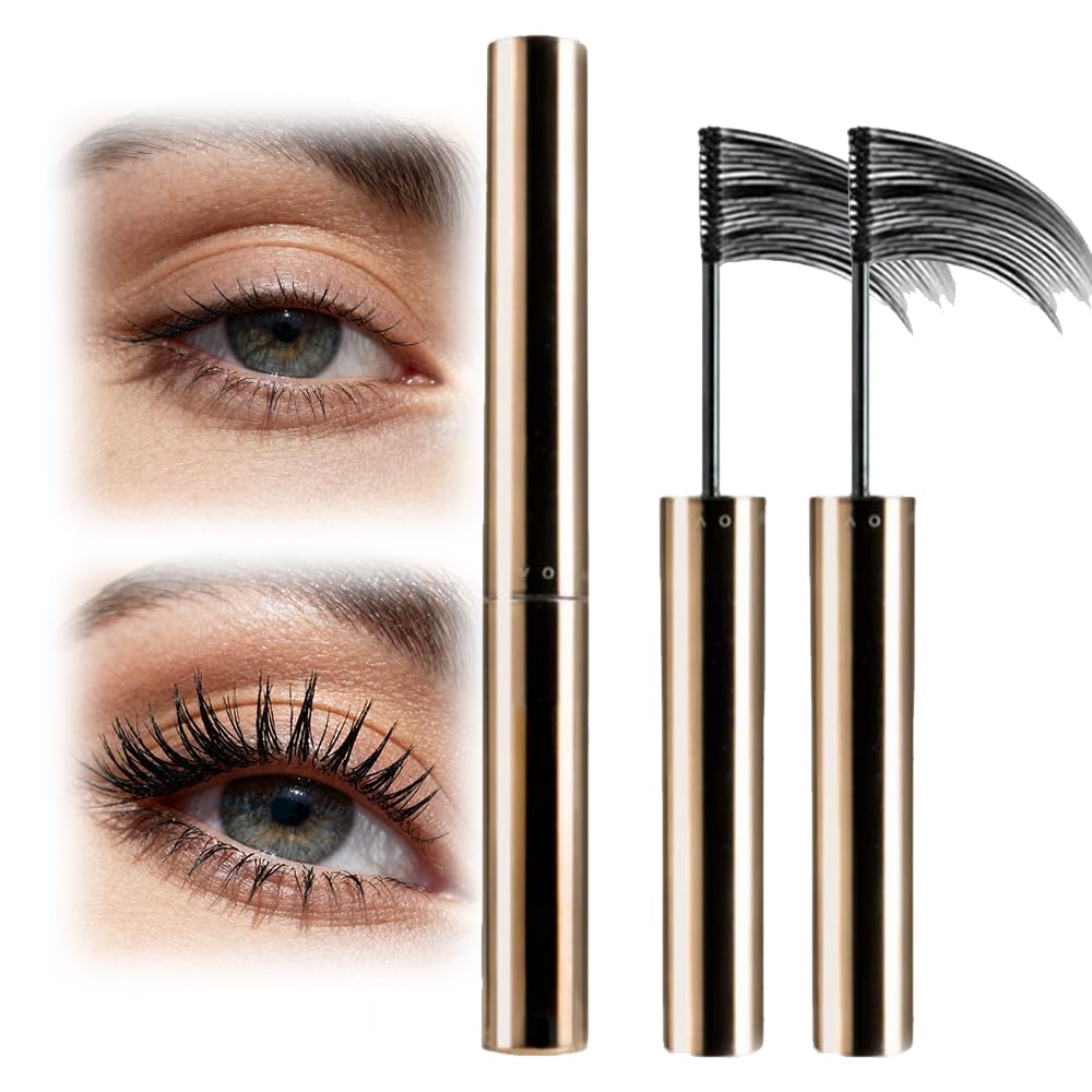 2PCS Ultra-Fine Lengthening Waterproof Quick-Dry Mascara, Black Mascara for Fine Short Lash Older Women Mulit-layered Lashes (Black)