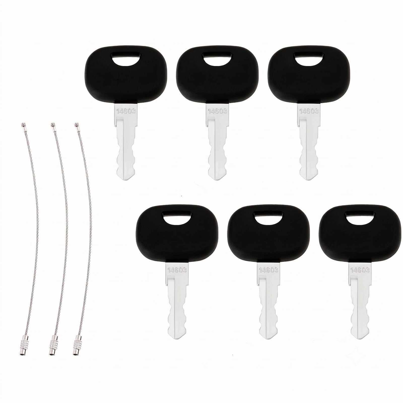 14603 Ignition Starter Key,9PCS Compatible with Universal Heavy Equipment Excavator Spare Keys with Keychain
