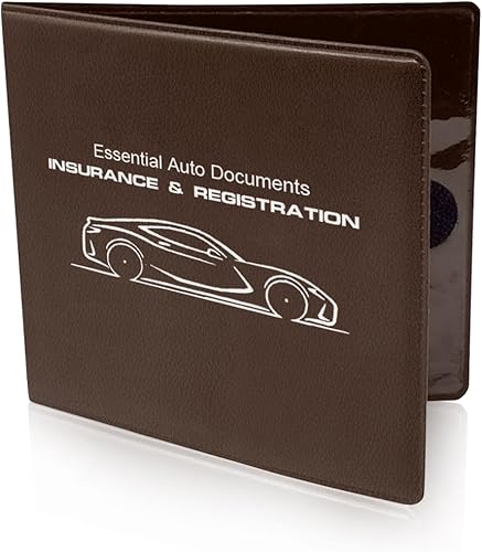 Miniatura 6 de Soporte para registro y seguro de automóvil, paquete de 2 organizadores de guanteras de piel sintética, cartera para documentos de tarjetas,