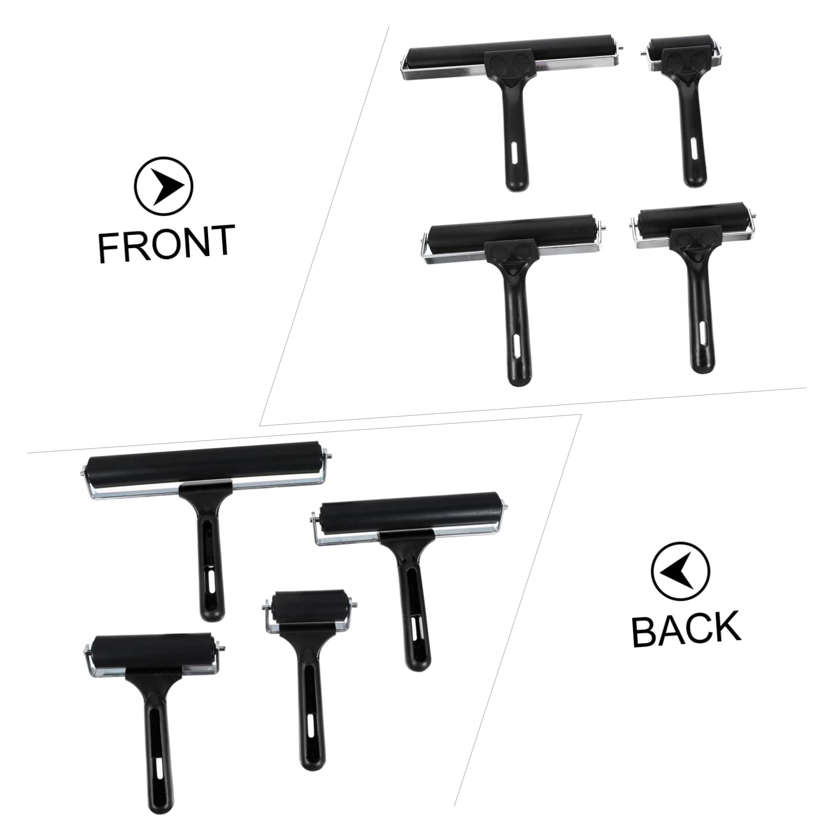 Rodillo Brayer de Goma Negro para Estampado, 4 Piezas