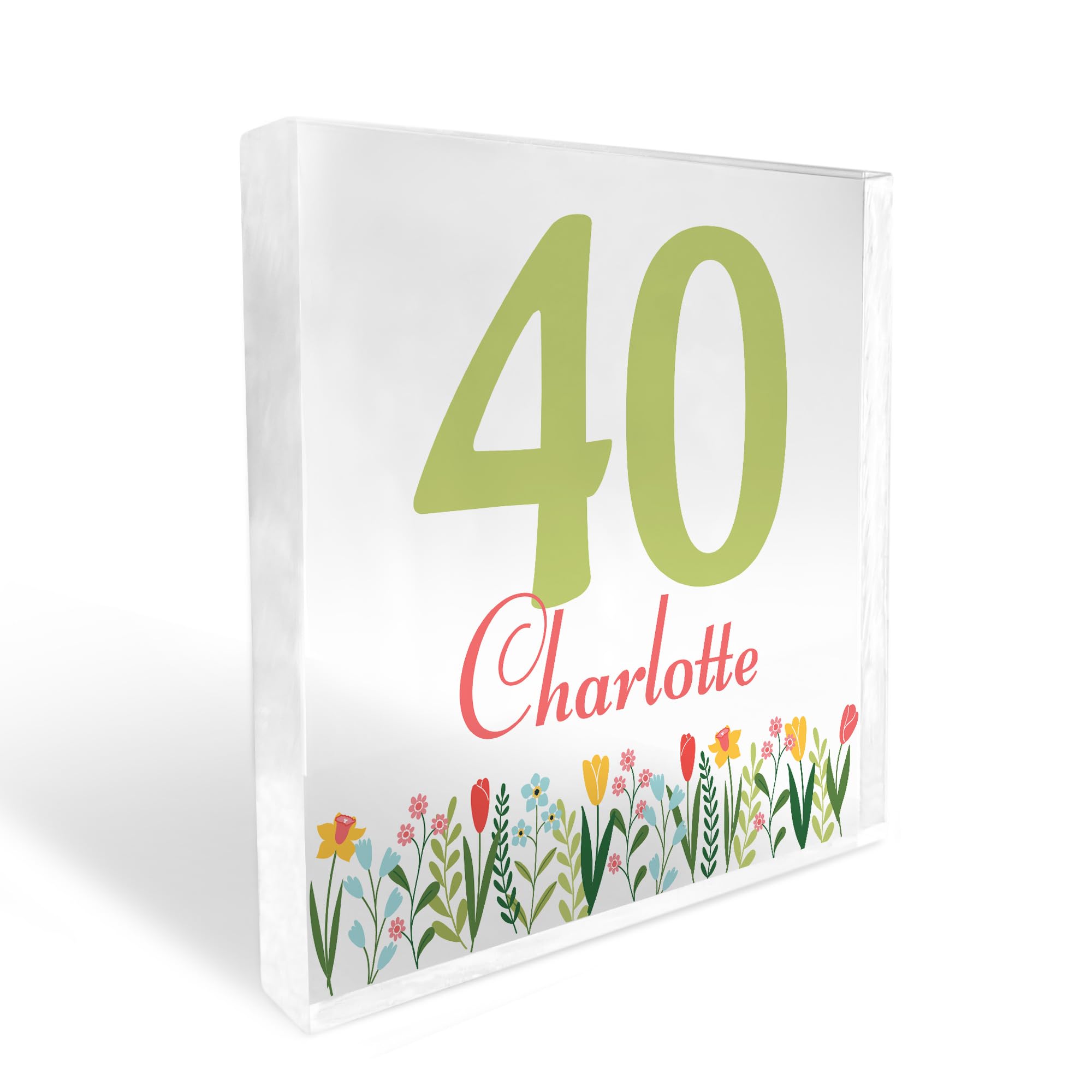 Red Ocean Novelty 40th Birthday Gift For Her Women Sister Auntie Daughter Freestanding Block Personalised Gift For 40th Birthday Keepsake