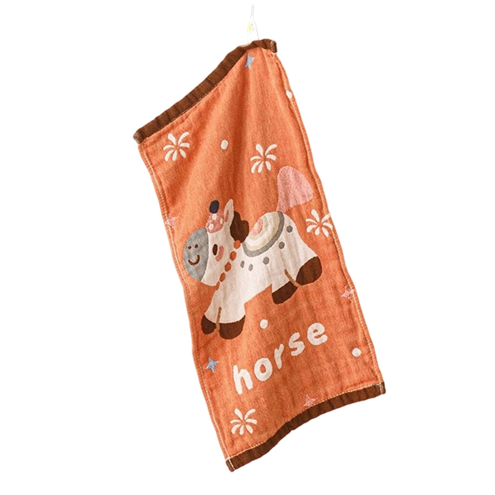 Shntig Horse Pattern Cotton Gauze Infant Washcloth Gentle Absorbent Burp Towel Multi Layers Baby Wipe for Daily Highly Absorbent Kids Towel