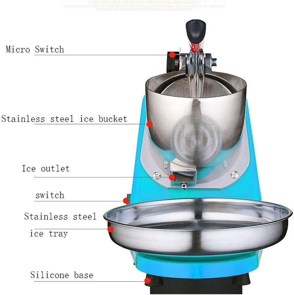 Máquina cortadora de Hielo eléctrica Máquina para Hacer Cono de Nieve y Hielo para Uso Comercial en el hogar Nueva Cuchilla de Acero Inoxidable de 300 W Máquina para Hacer Hielo Comercial independie