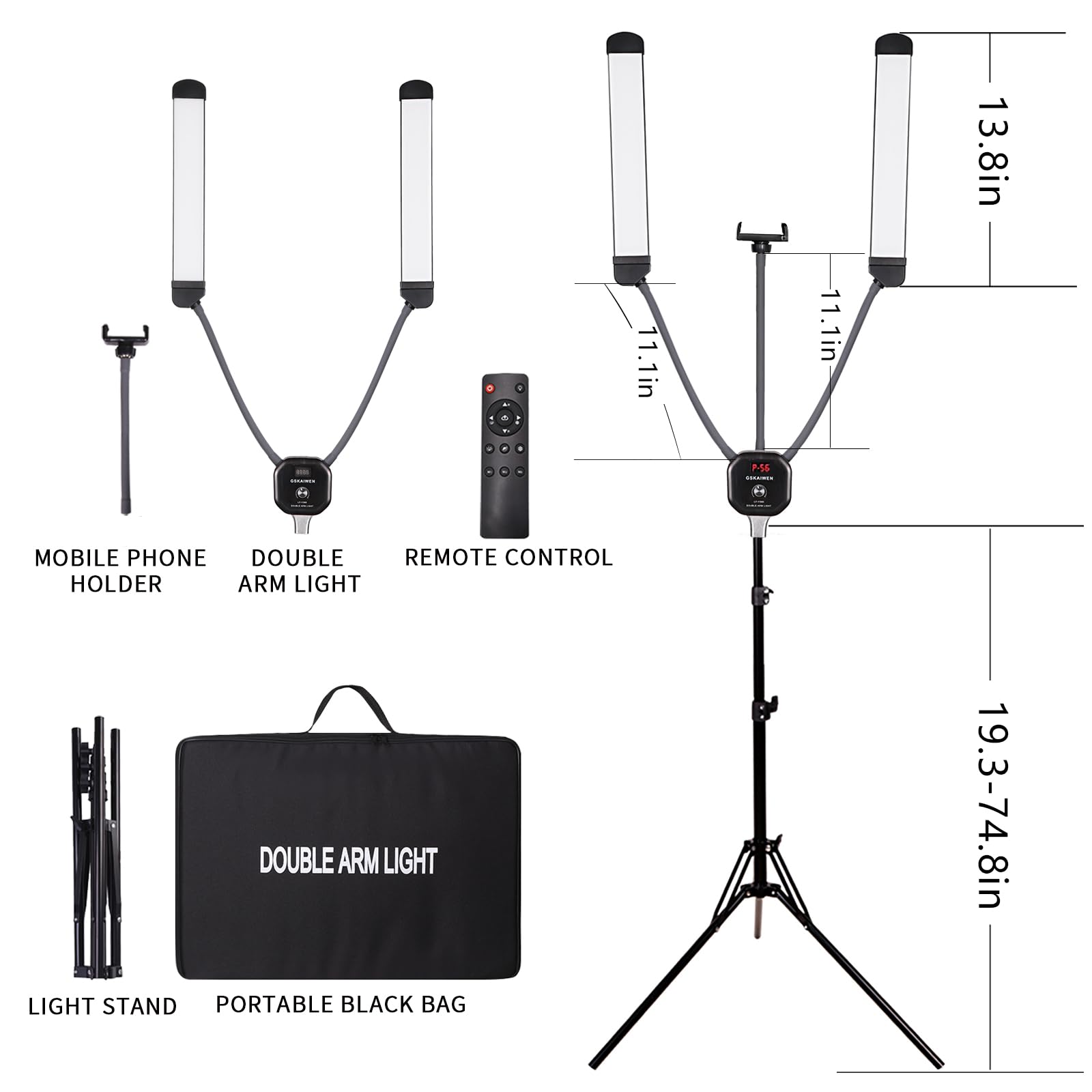 Amazon.com : GSKAIWEN 50W Double Arm LED Photography Video Light