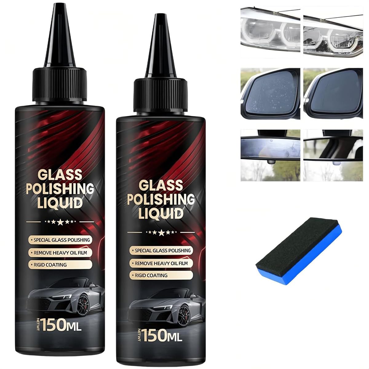 Auto Glass Scratch Care Polishing Fluid, 2025 New Glass Oil Film Remover for Car Window,Liquid Glass Polish,Paint Restorer,Car Scratch Remover for Minor Scratches,Eliminates Coatings Waxes Oils (2)