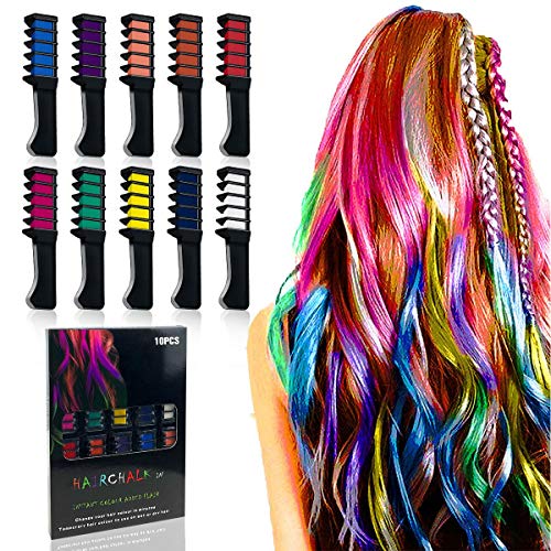 Hair Chalk - 10 Pcs Temporary Hair Chalk Comb Hair Dye For Halloween Celebration Make Up Party Cosplay And Diy Non-toxic And Easily Washable Adults (hair chalk 10PCS)
