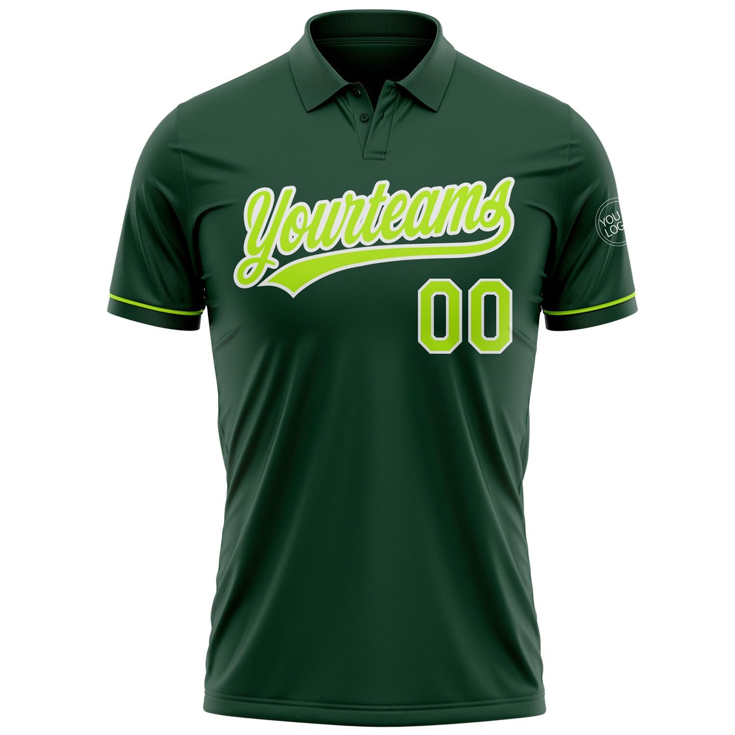 Generic Custom Darts Bowling Golf Polo Shirts for Men Women Youth, Green Neon White Personalized Golf Shirts Printed Name Number Logo