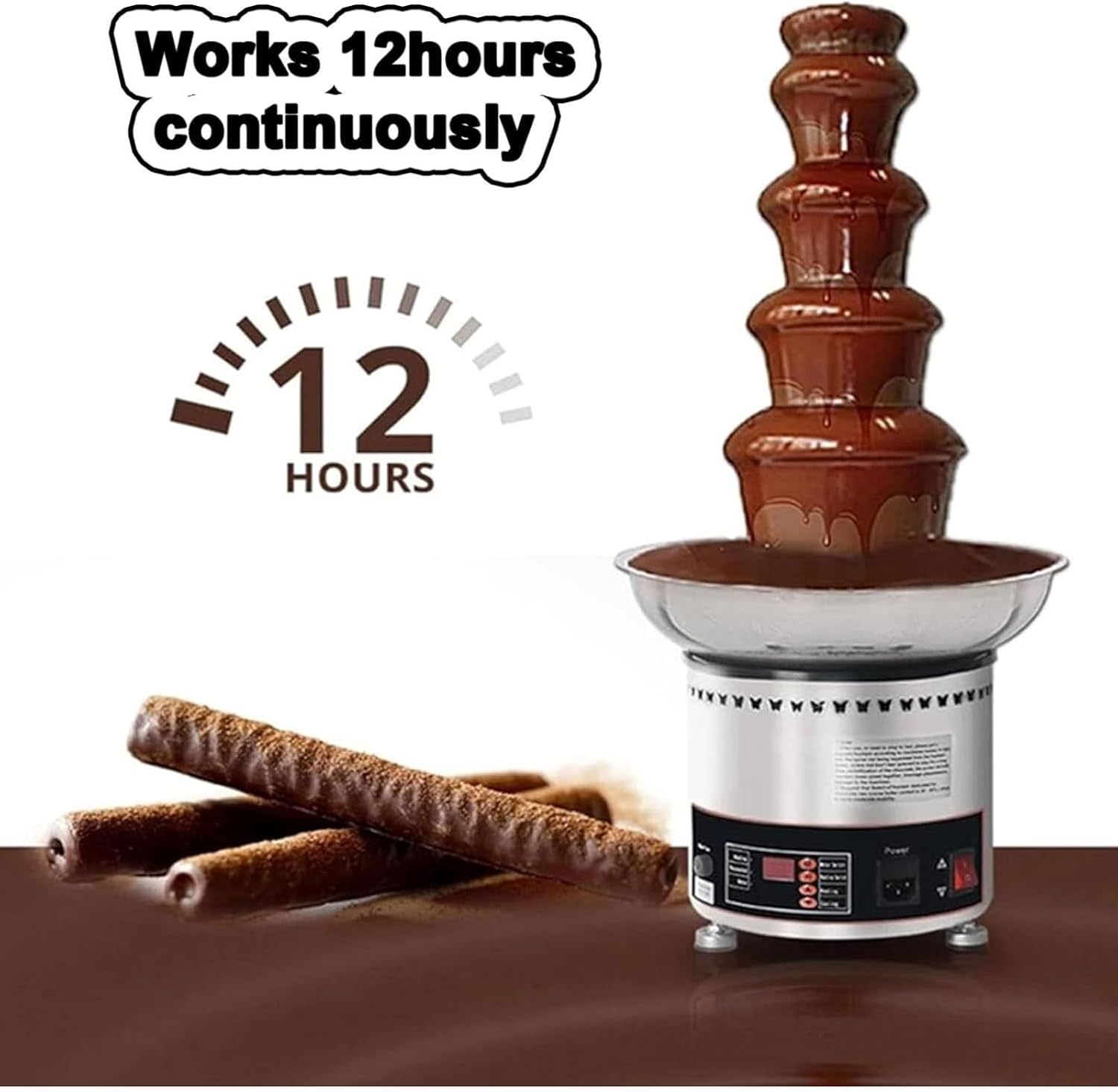 300W Chocolate Fountain Machine, 6 Tier/7 Tier Stainless Steel Electric Fondue Chocolate Fountain Machine, 30-150℃ Temperature Control, for Party, Banquet, Birthday