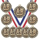Express Medals A-B Honor Roll Gold Medals Trophy Award with Neck Ribbons MA - (Pack of 10)