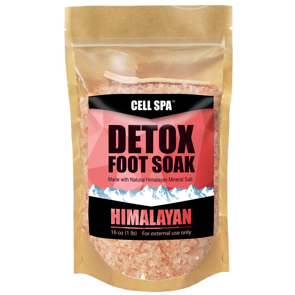 Cell Spa Detox Foot Soak Bath Premium 16 Ounce Natural Pink Himalayan Salt to Help Detox, Relax, Relieve Stress, Eliminate Odors & Soften Your Feet