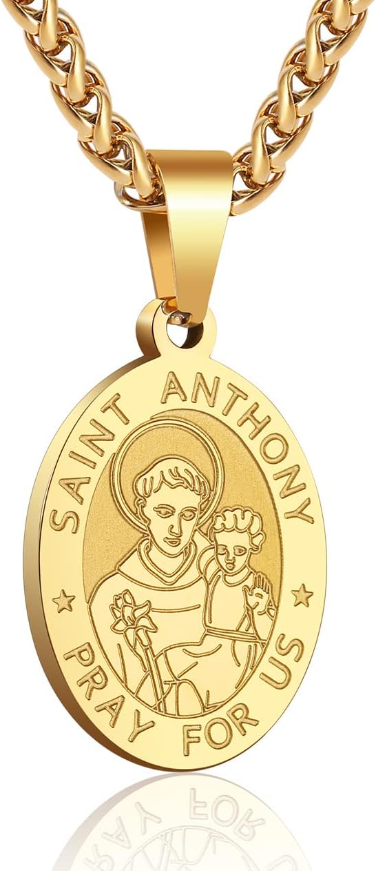 Zocomi Catholic First Communion/Confirmation Gifts for Boys Men,Saint Christopher/Michael/Anthony/Jude/Joseph Medal Necklace,Oval Saint Patron Medal Religious Amulet Gifts - Image 3