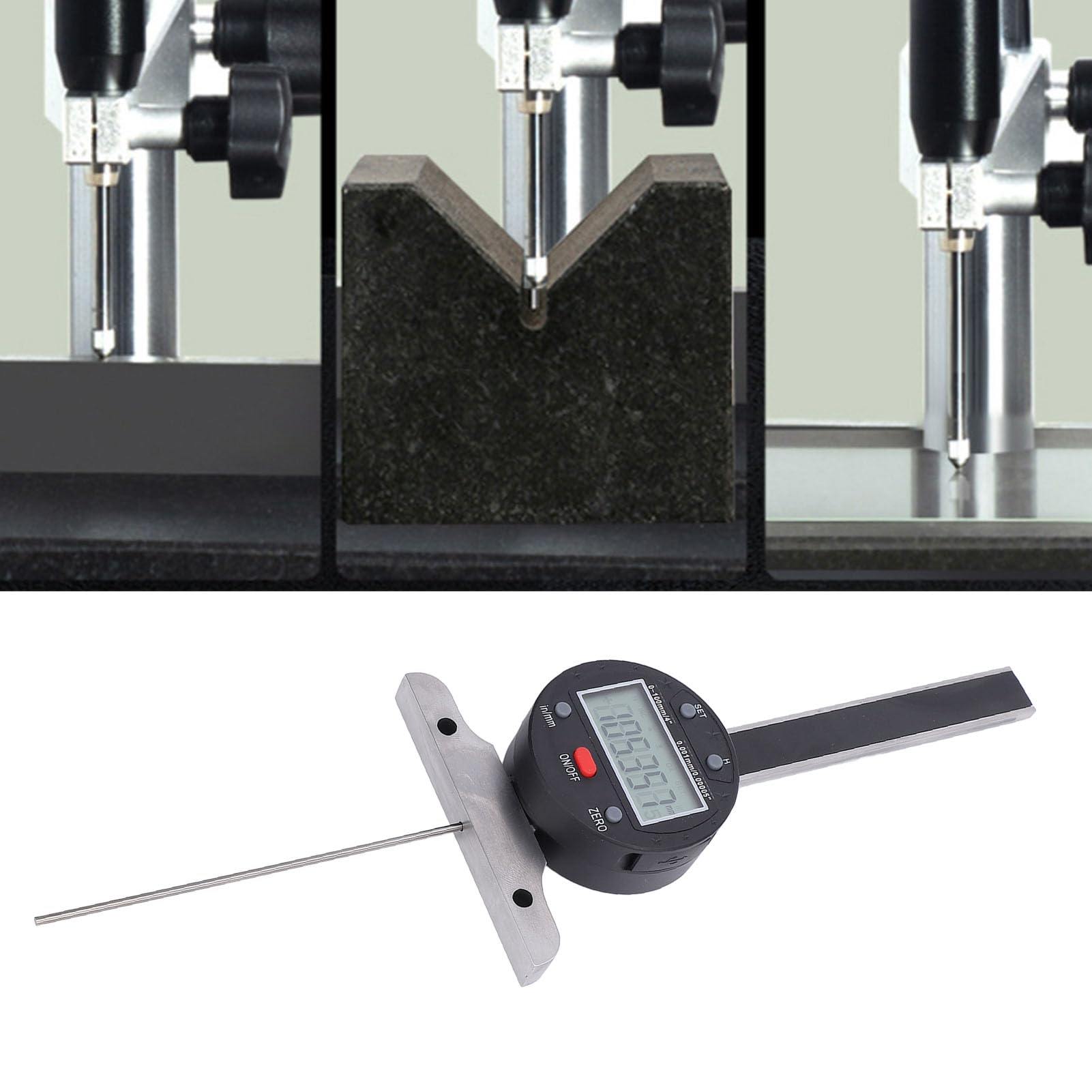 Medidor de Profundidad Electrónico, Acero de Aleación, Pantalla LCD, Medidor de Profundidad Digital Preciso con Precisión de 0,001 Mm para Carpintería y Metalurgia