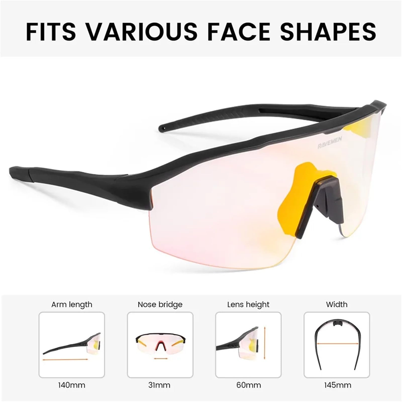Gafas de Ciclismo Gafas Ciclismo | Correr Senderismo Pesca Deportes Gafas de sol Lente fotocromática Protección UV400 Marco TR90 Ligero