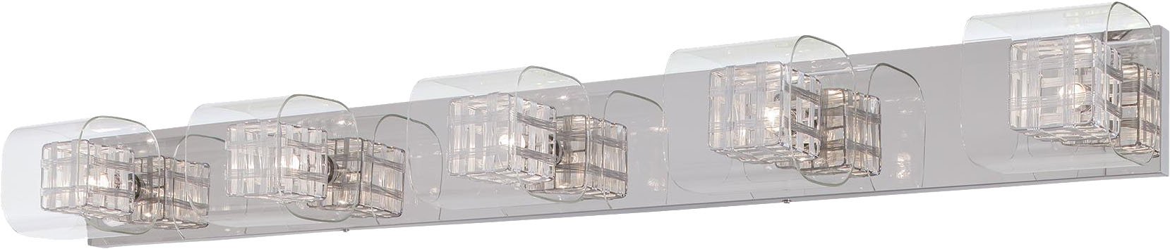 George Kovacs P5805-077, Jewel Box Glass Wall Vanity Lighting, 5 Light Halogen, Chrome