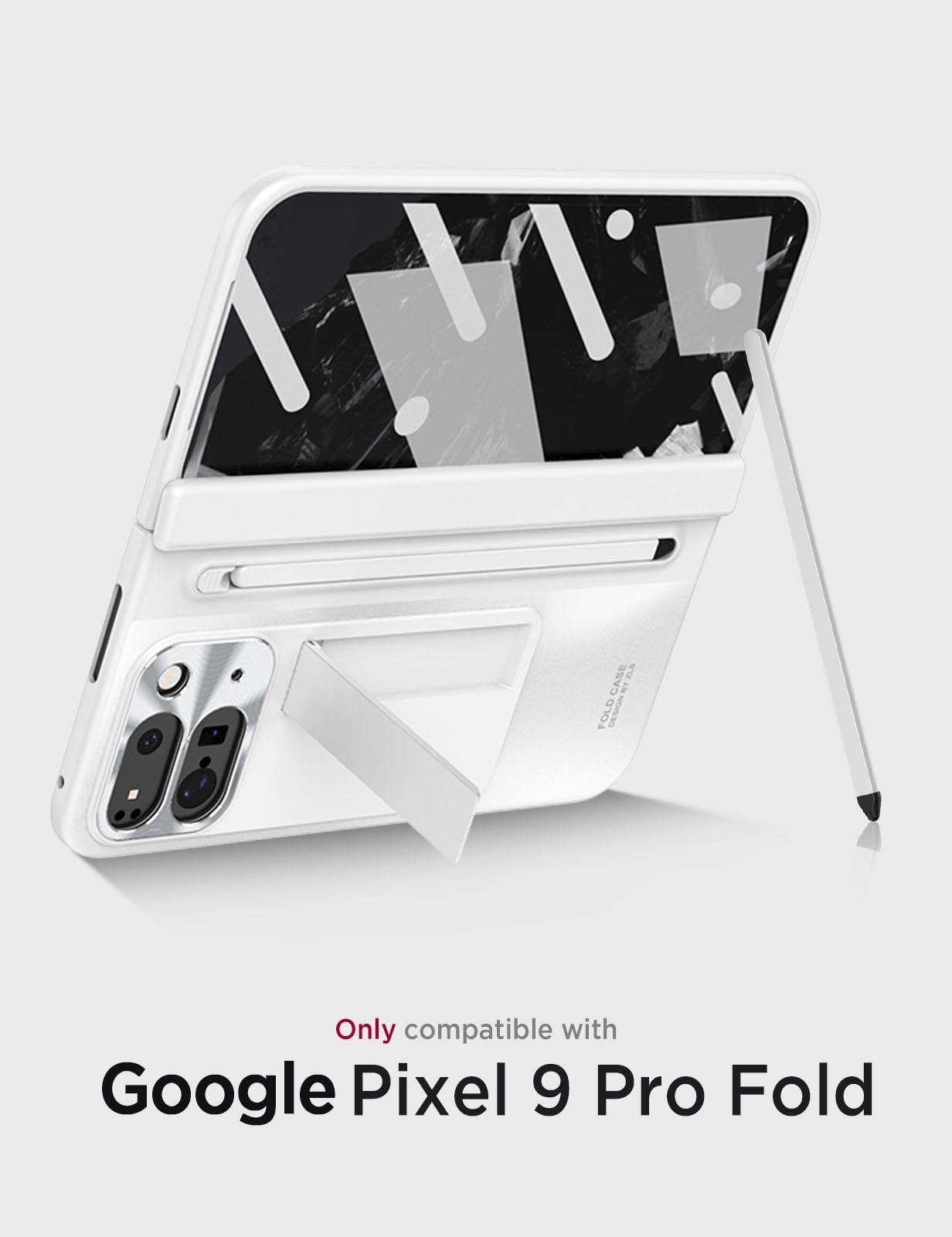 Custodia Miimall Per Google Pixel 9 Pro Fold: Cover Con Cerniera Magnetica, Supporto Regolabile, Porta Carte, Nero