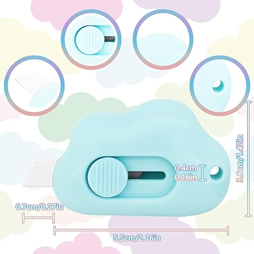 Miniatura 2 de Paquete de 3 mini cortadores de cajas de cerámica en forma de nube, cuchillos retráctiles para abreletas, cortadora de sobres, abridor de paquetes,