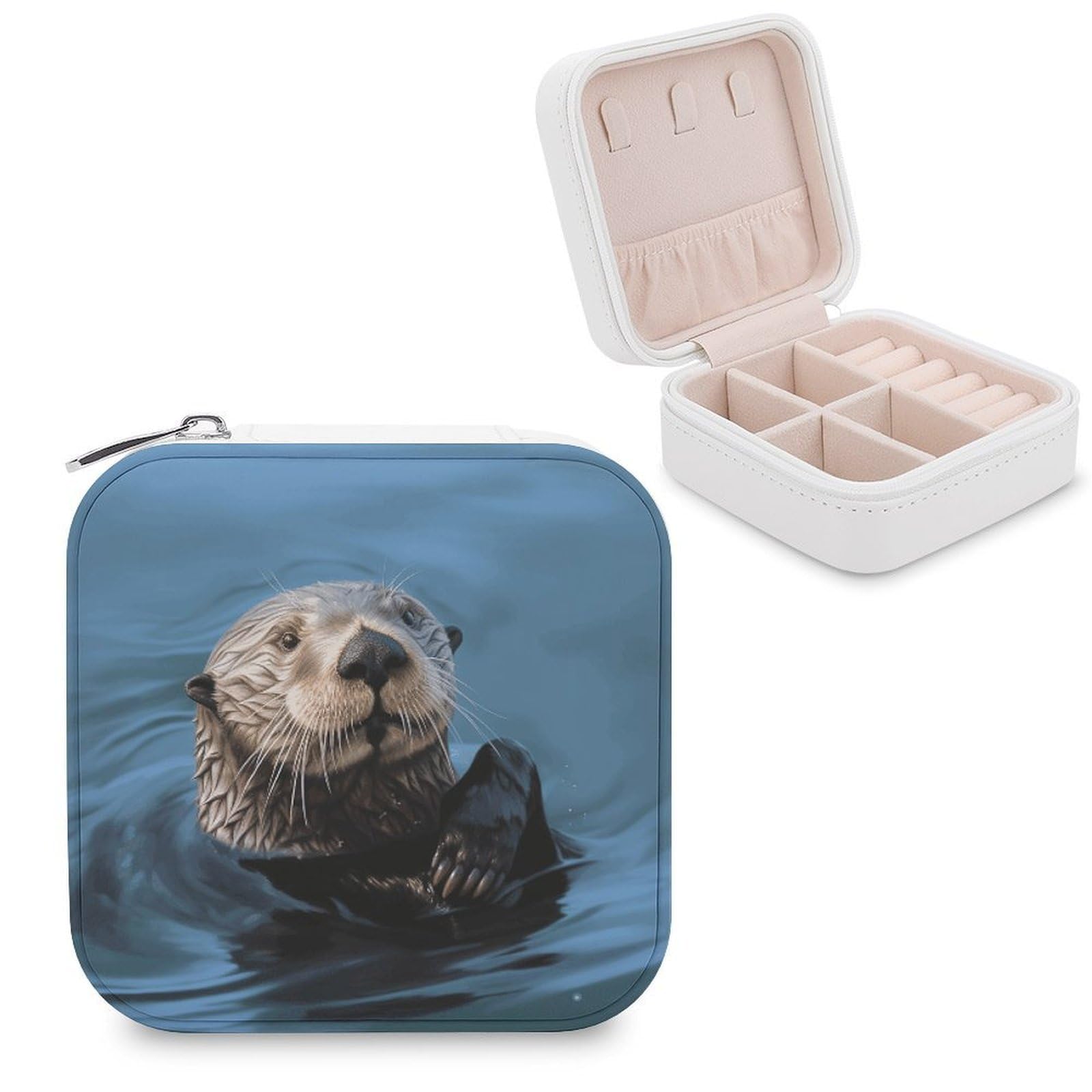 VstaDank Sea Otter Jewelry Box Beautiful Portable Ring Boxes Cute Large-Capacity Jewelry Case Jewelry Organizer for Mothers Gifts for Earrings Rings Hand Bracelet