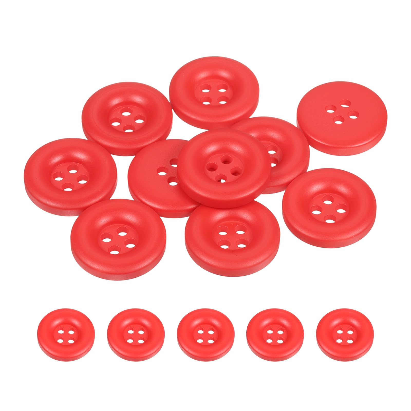 sourcing map Sewing Button 20mm(3/4") 4 Holes Resin Round Red 10pcs