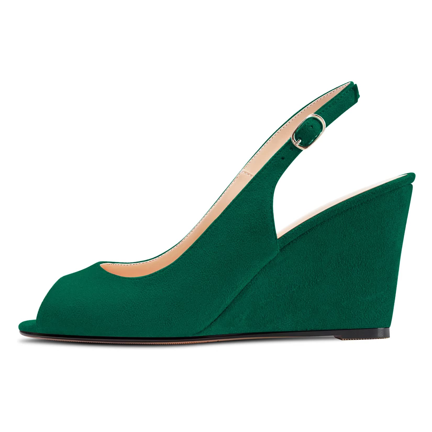 Castamere Mujer Alto High cuña esparto Heel Abierta Punta Sandalias Slingback Slip-on Cierre con Hebilla Oficina Fiesta Clásico Zapatos