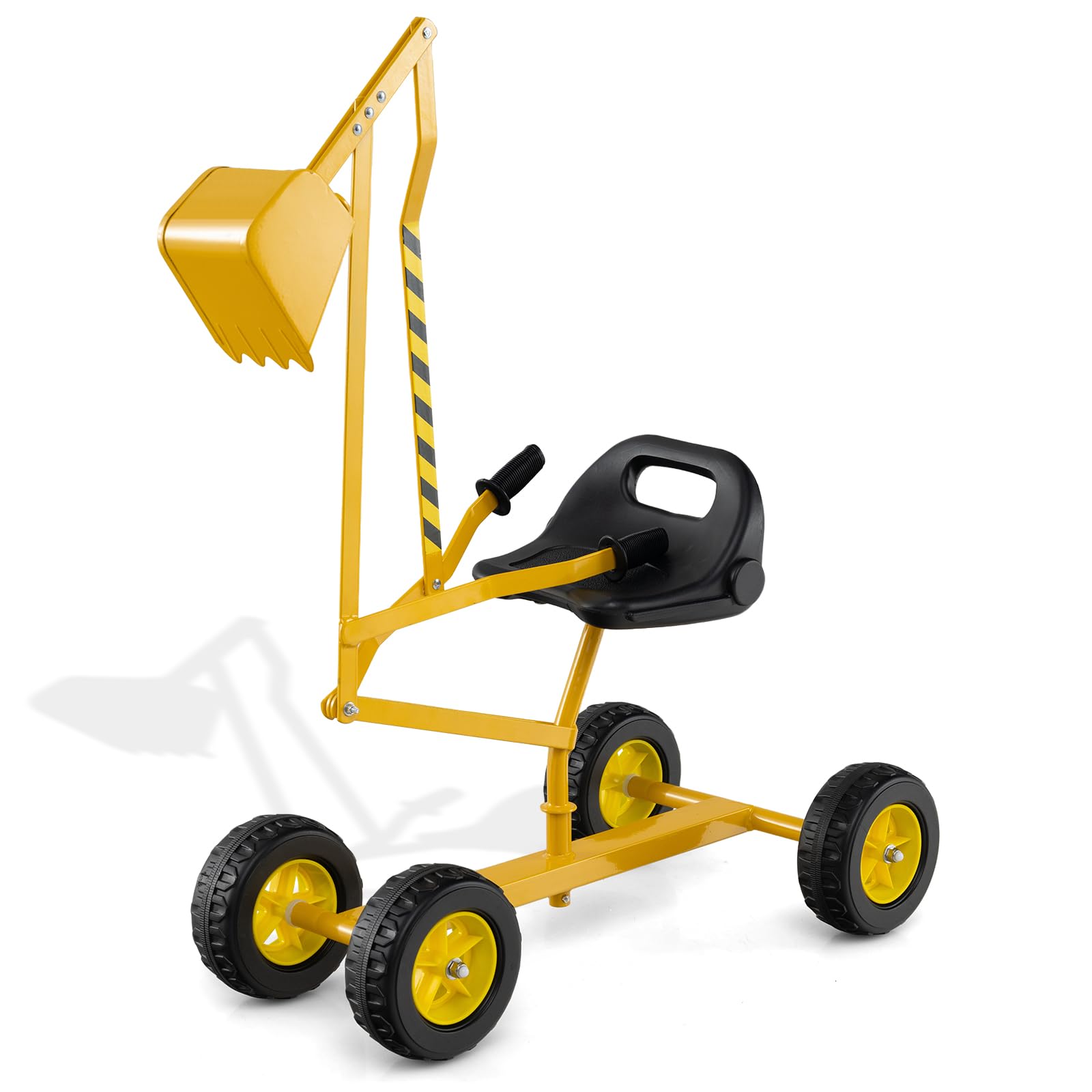 COSTWAY Escavatore per Bambini, Scavatore per Sabbiera con Comandi a 2 Mani e Pala Flessibile, Sedile Rotante a 360°, 4 Ruote, Ideale per Bambini 3 Anni+ (con Ruote Giallo)