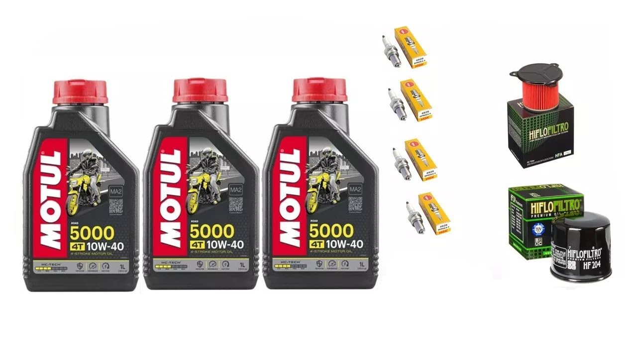 Kit Tagliando compatibile con Honda Transalp 600 1987-2000: 3 litri Olio Motore 10W-40, 4 Candele, Filtro Olio, Filtro Aria