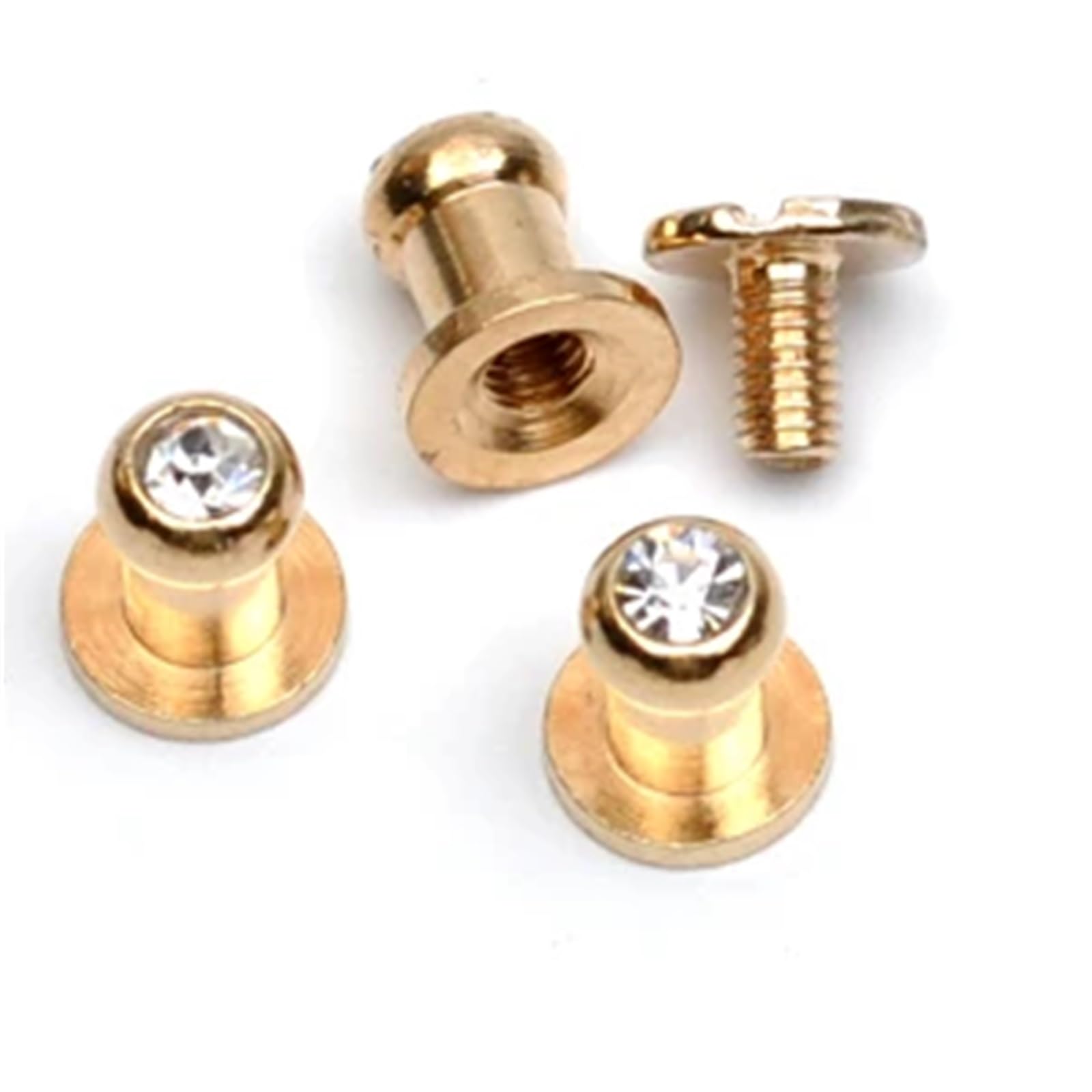Mlyvax Gold 120Pcs Glass Diamond Rhinestone Screw Rivets For Leather Craft, 5X7x8mm Brass Studs