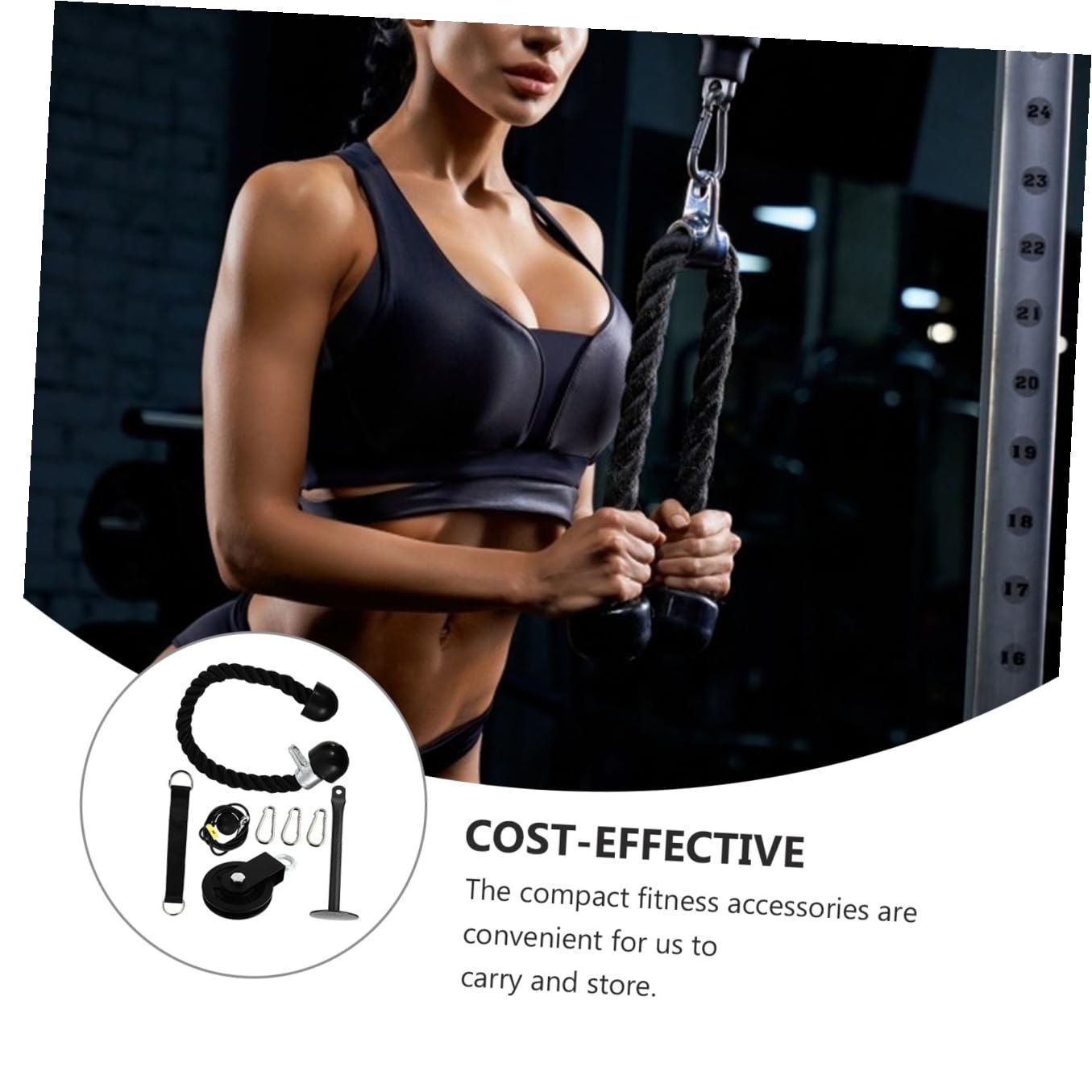 Toyvian Kit de Poleas para Tríceps Cuerda de Acero Inoxidable y Nylon, Fácil de Instalar, Portátil, para Gimnasio en Casa
