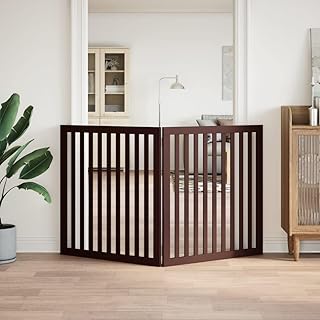 Homgoday Barrera plegable para perros, 2 piezas, para perros y gatos, color marrón, 160 cm, madera de álamo