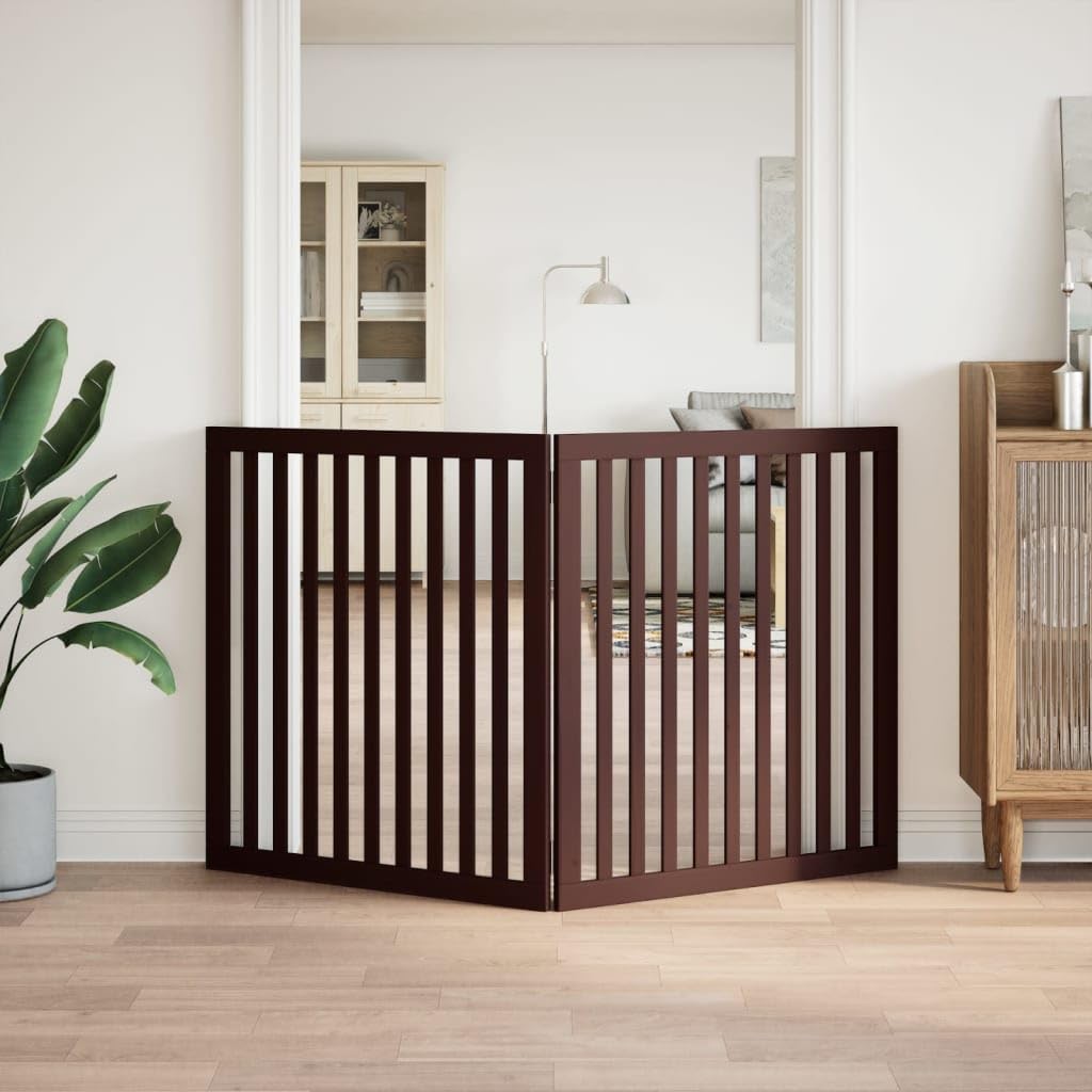 Puerta plegable para perros de 160 cm, de madera de álamo, para interior y exterior, protección segura para cachorros, valla resistente a la intemperie, para casa, jardín, terraza, viajes