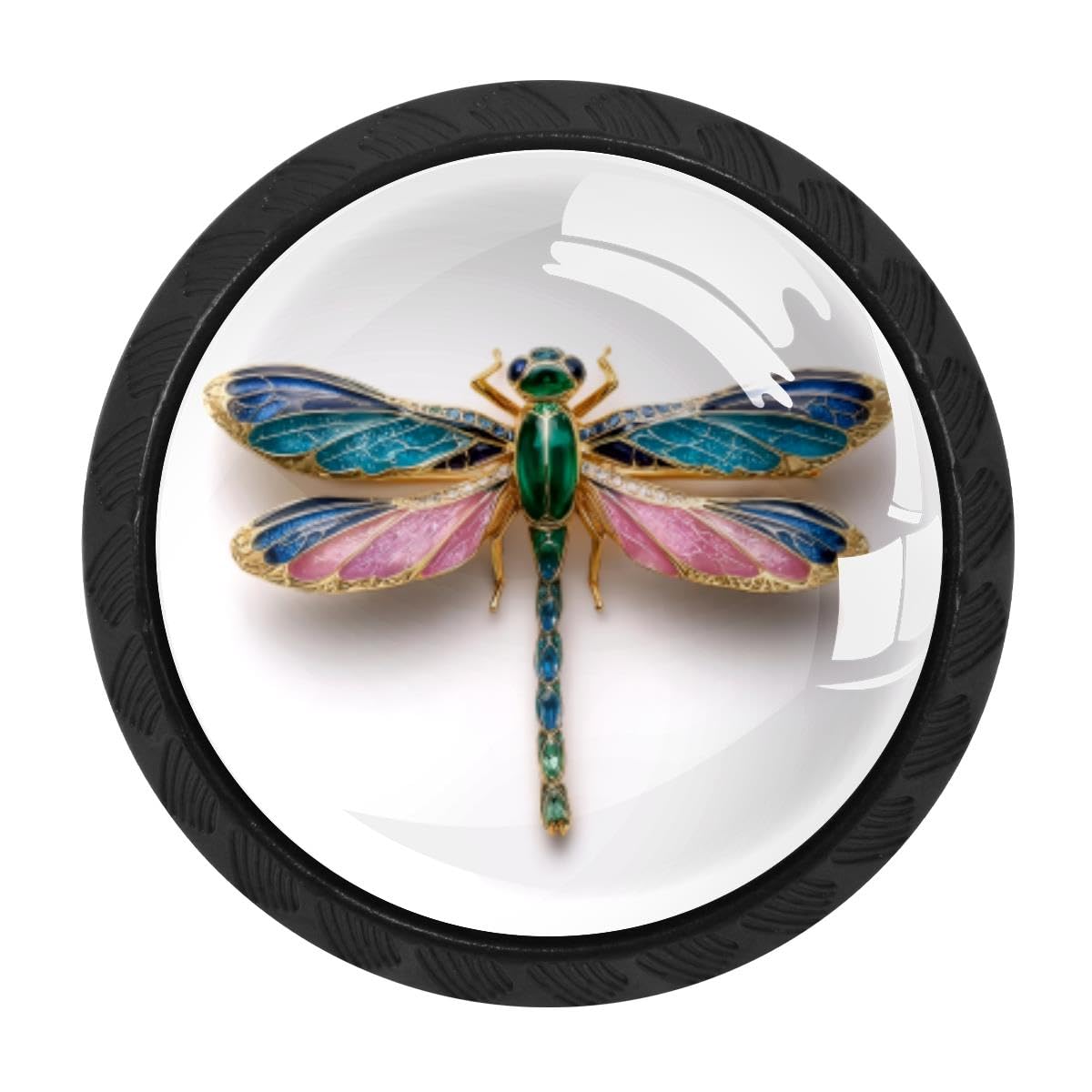 Heoeh Multi 10 4 Pcs Cabinet Knobs, Dragonfly Gemstone Drawer Knobs Dresser Handles