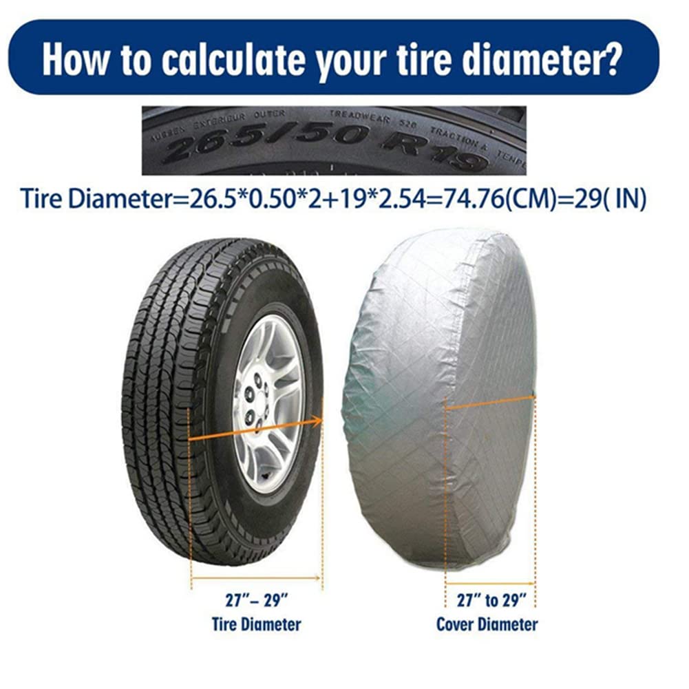URFEDA Copricerchi per camper, 4 pezzi, copertura per pneumatici, impermeabile, protezione solare in alluminio, copertura universale per pneumatici, per roulotte, rimorchi, camper, auto, camion