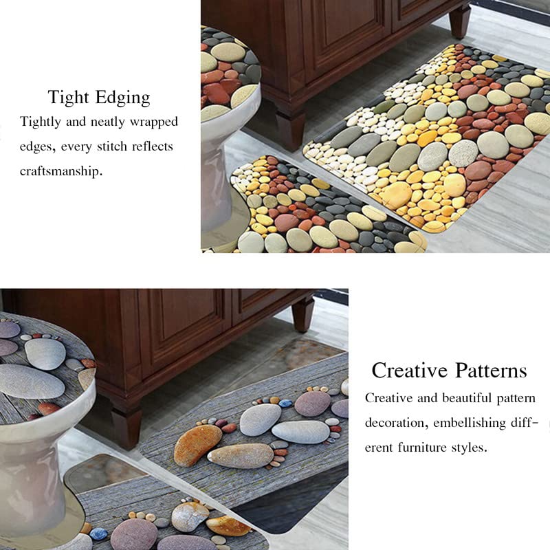 NINOCA Badteppich-Set 3-teilige rutschfeste Badematte, Badezimmerteppich-Set Badvorleger Toilettenmatte, Toilettensitz… – Bild 5