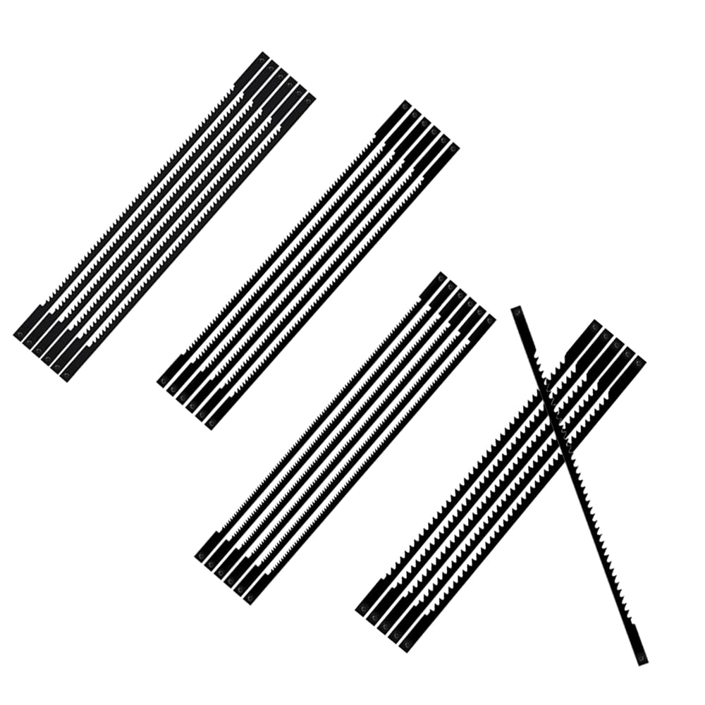 24 Pieces Carbon Steel Fine Cut Straight-Tooth Saw Blade,10/15/18/24 Pinned Scroll Saw Blades Set,Scroll Saw Accessories for Woodworking,Specialty Saw Blades for DIY Craft Projects(Black)