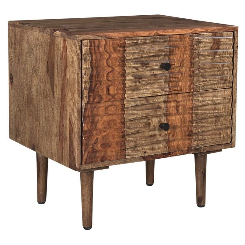 Porter Designs Waves Solid Sheesham Wood Nightstand - Brown