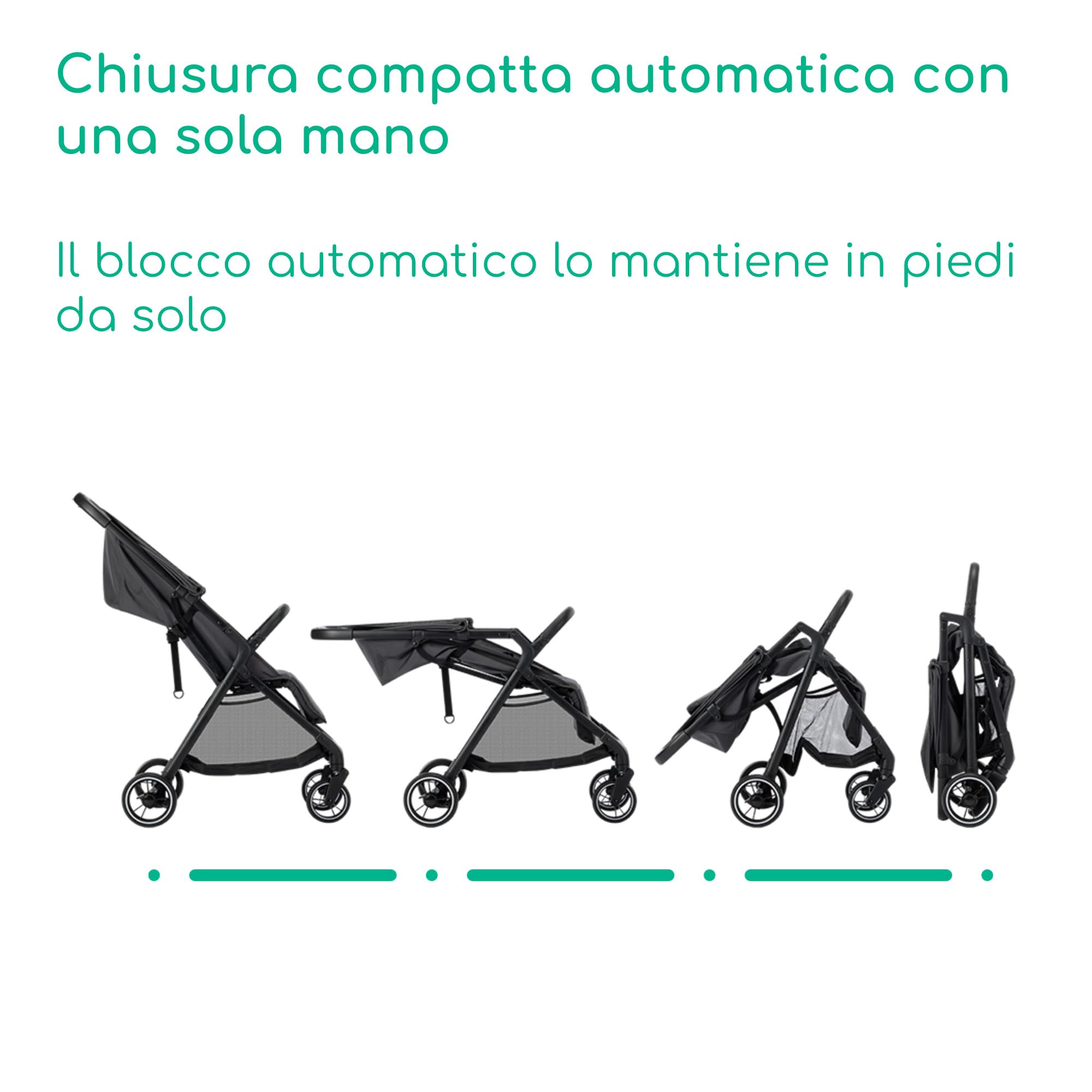 Bebeconfort Azur, Passeggino Compatto, 0-3 anni (15 kg), Passeggino Leggero, Chiusura Automatica a Una Mano, Reclinabile Fino a Posizione Sdraiata, Spazioso Cestello Portaoggetti, Mineral Graphite